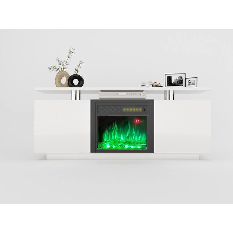 63" TV Stand for TVs up to 70" with Electric Fireplace, LED Entertainment Center