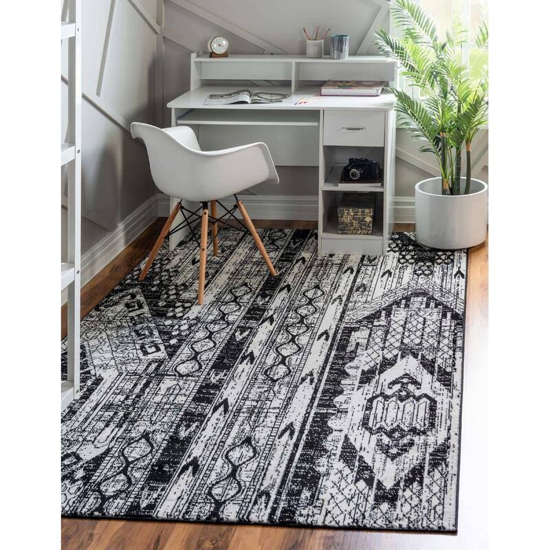 Transitional Wedo Collection Area Rug - 9'x12' - White-Black