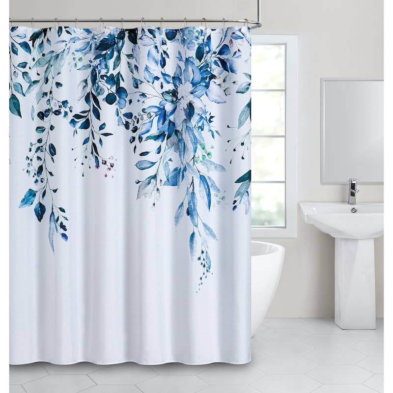 Dainty Home Whisper Floral Printed Fabric 3D Designed Textured Fabric Shower Curtain 70" x 72"