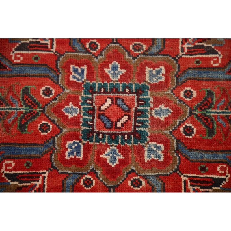 Hand Knotted Oriental 100% Wool Carpet Traditional Medallion Red Heriz Area Rug - 11' 0'' X 7' 8''