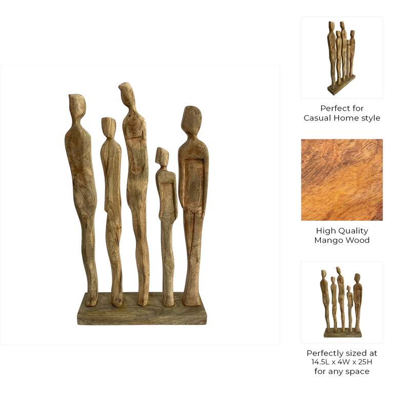 Mango Wood Sculpture Abstract Humanoid for Home Decor - 25" Brown - 14.5" x 4" x 25"