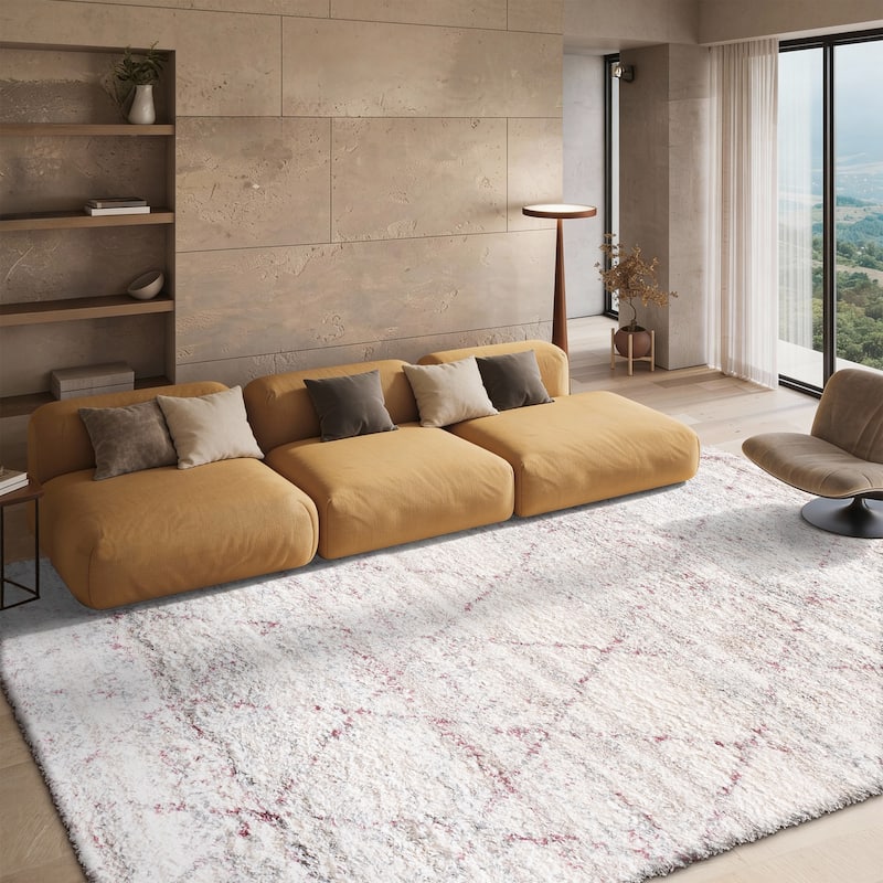 SAFAVIEH Fontana Shag Marye Modern Trellis 2-inch Thick Rug