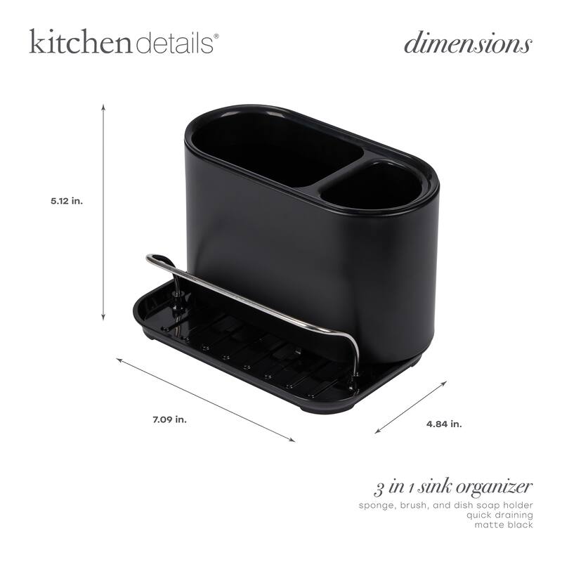 Kitchen Details 3 in 1 Sink Organizer in Matte Black