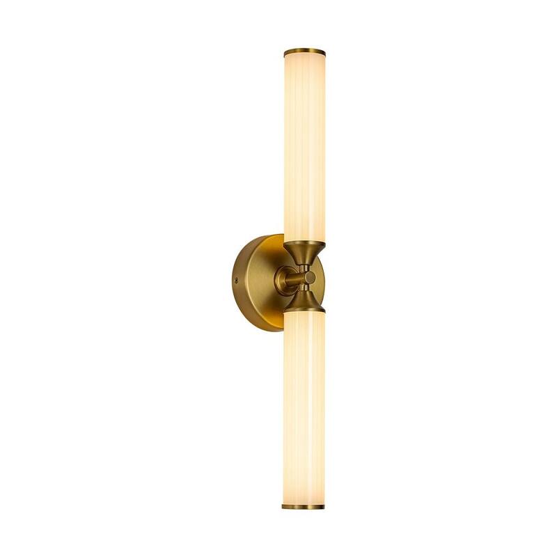2-Light Dimmable LED Linear Milky Ribbed Tube Vanity Wall Light