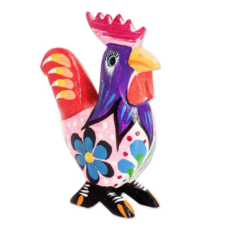 Novica Handmade Radiant Rooster Wood Figurine