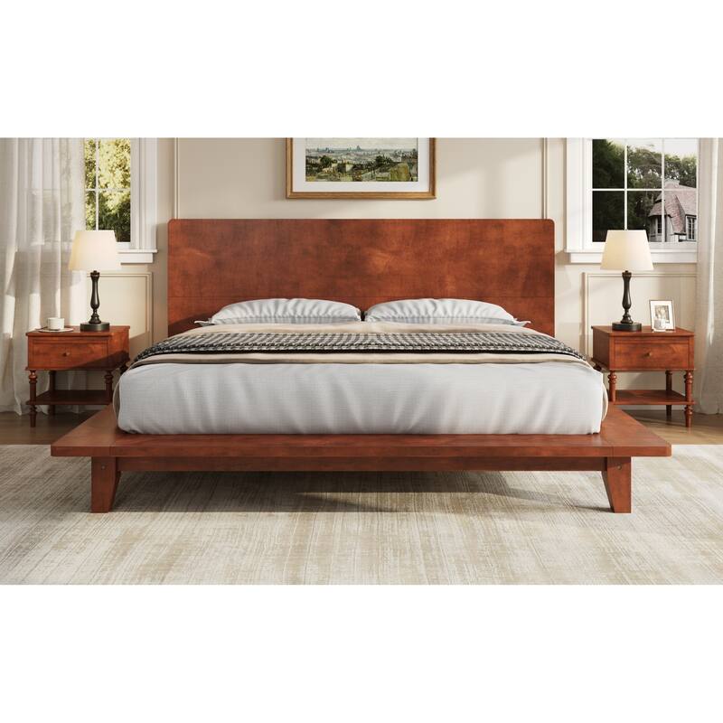 Roomfitters Full/Queen/King Size Wood Platform Bed with Headboard and Slat Support
