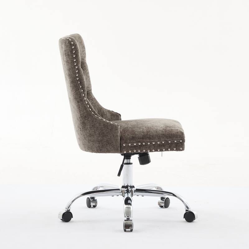 Roomfitters Chenille Tufted Office Chair, Adjustable Swivel Desk Chair with Chrome Metal Base