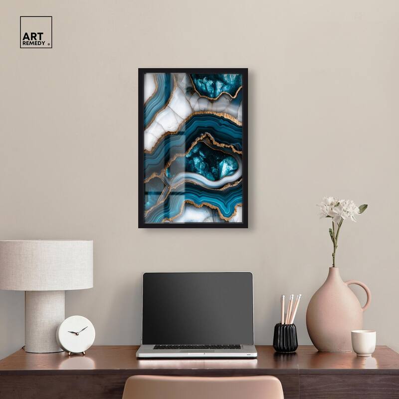 Teal Tectonic III Shadowbox by Art Remedy
