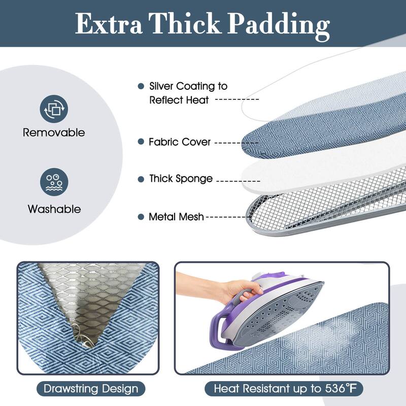 Costway Foldable Ironing Board with 7 Adjustable Heights Heat & Scorch - See Details