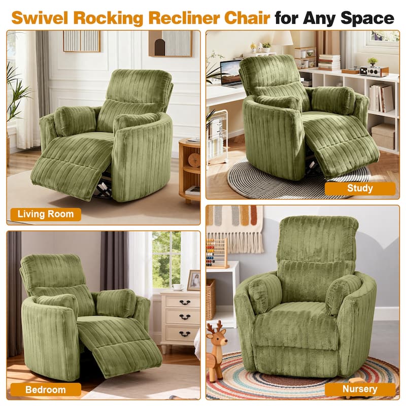 Rossetta Swivel Rocking Glider Power Recliner Chair with 24" Wide Seat & Type-C & USB Ports