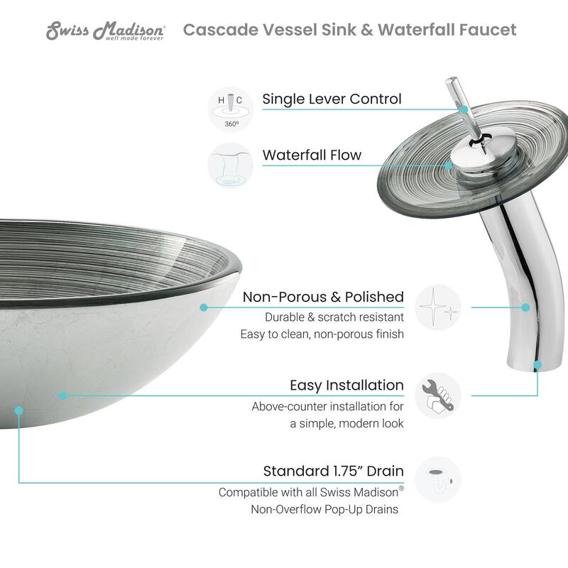 Cascade 16.5 Glass Vessel Sink with Faucet