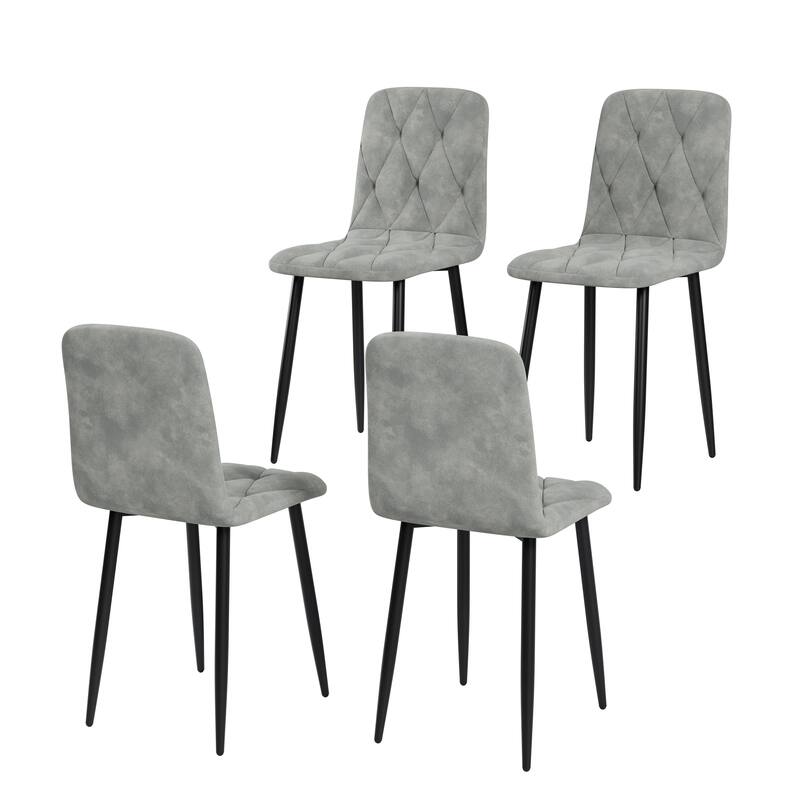 4 Piece Velvet Kitchen Dining Chairs with Metal Legs, Cushions, Backrests, No Armrests for Dining Room Kitchen Living Room