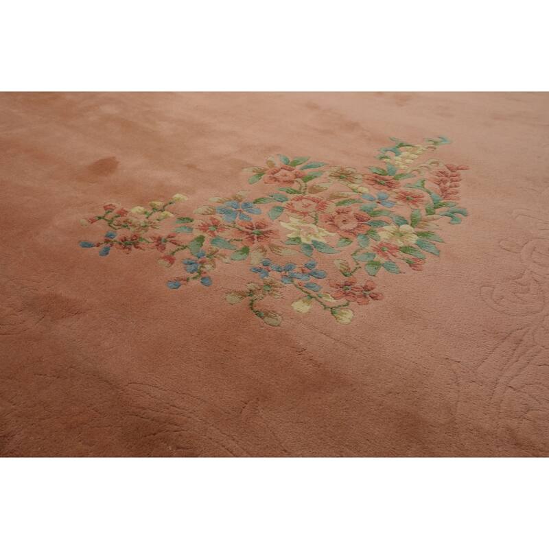 8x10 Hand Knotted Wool Rose French Aubusson Savonnerie Plush Pile Rug - 8' x 10'