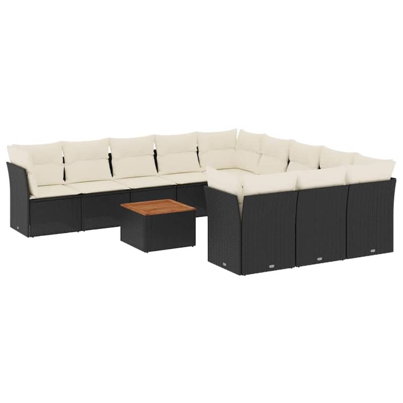 vidaXL Patio Sofa Set with Cushions Outdoor Furniture 12 Piece Poly Rattan - 24.4 x 24.4 x 27.2