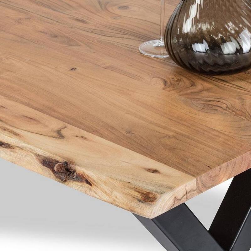 Live Edge X-Base Dining Bench