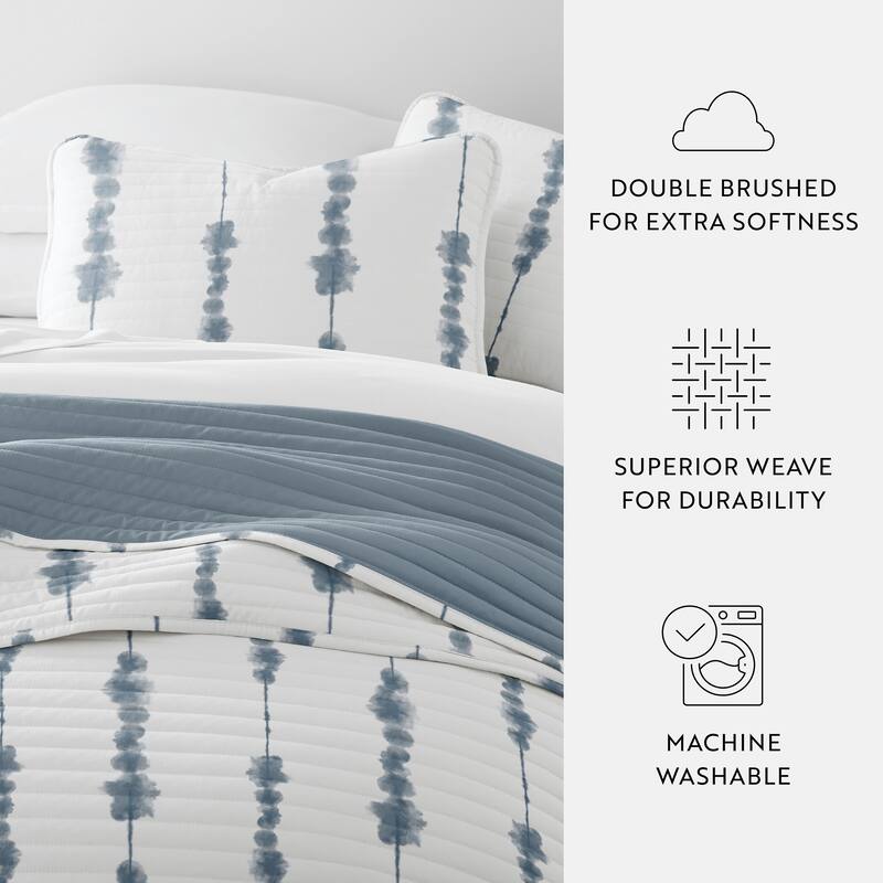 Becky Cameron All Season 3pc Shibori Reversible Quilt Set with Shams