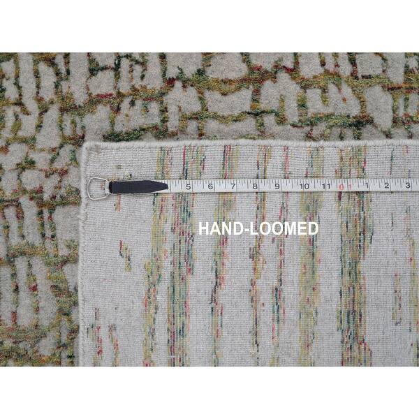 dimension image slide 0 of 2, Shahbanu Rugs Gray Fine jacquard Modern Wool and Art Silk Hand Loomed Oriental Rug (9'0" x 11'7") - 9'0" x 11'7"