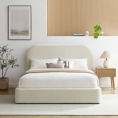 Keynote Performance Velvet Curved King Platform Bed