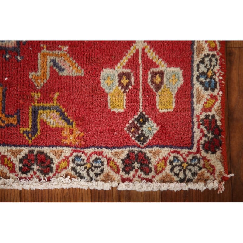 Abadeh Persian Vintage Square Area Rug Handmade Wool Carpet - 2'1"x 2'4"