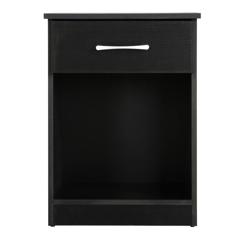 Modern 18-in Single-Drawer Wood Nightstand with Metal Hand Held and Open Rack