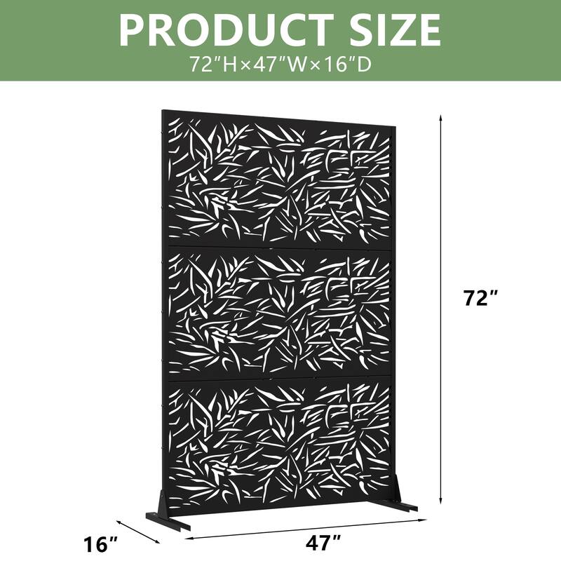 Outdoor Privacy Screen Free Standing Bamboo Leaves