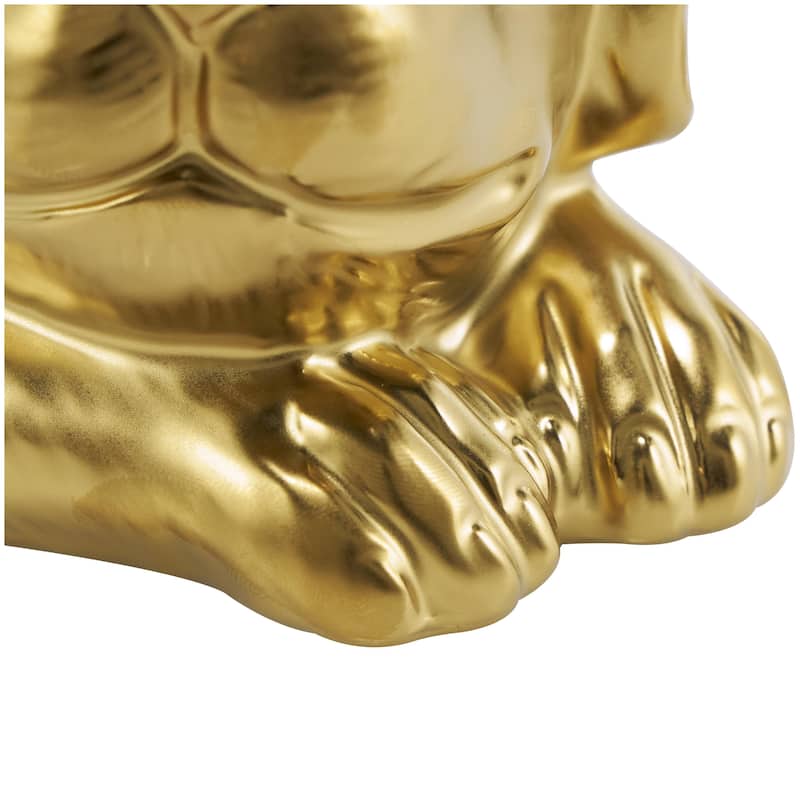 Ceramic Dog Laying Decorative Sculpture with Matte Finish - Silver or Gold - Roche River Decor