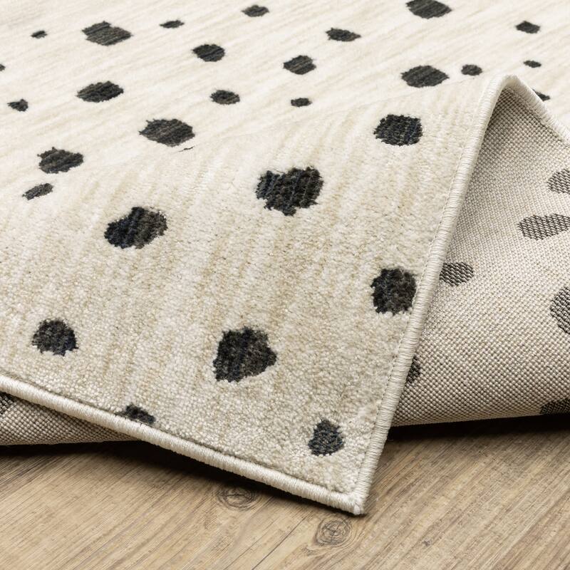 Hansel Abstract Playful Dots Beige/ Black Area Rug