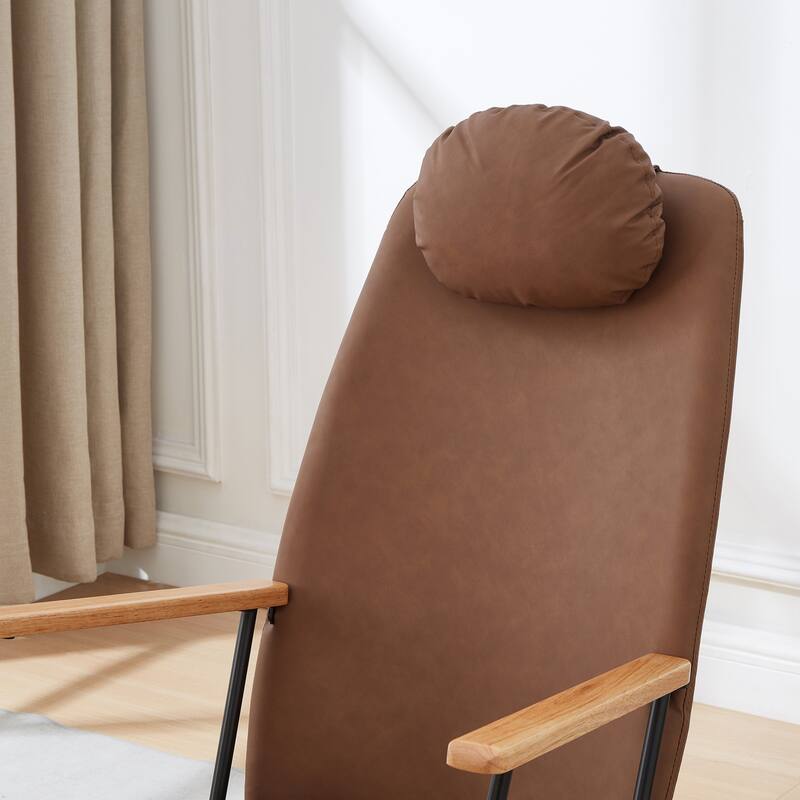 Technical Leather Rocking Chair with Adjustable Headrest