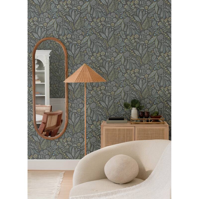 A-Street Prints Briar Grey Floral Wallpaper