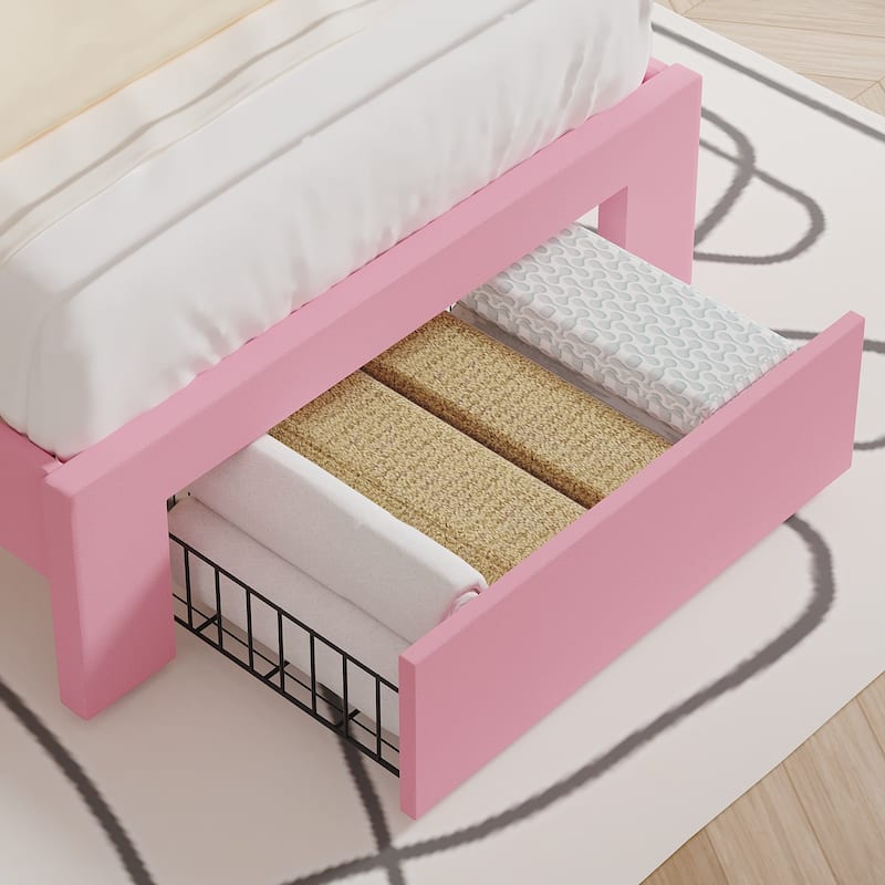 Javlergo Bed Frame with Storage Drawers, Upholstered Platform Bed Frame with Adjustable Headboard