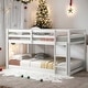 preview thumbnail 1 of 37, Twin over Twin Floor Bunk Bed, Low Height Design, Space-saving, White White