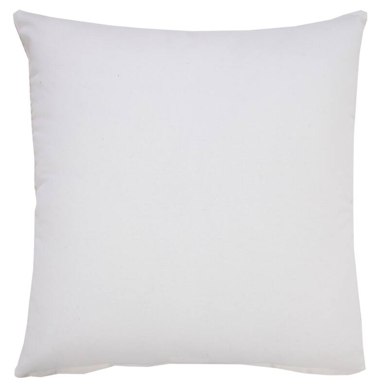 Handwoven Striped Embroidered Cotton Throw Pillow Cover - 20" - Beige and White