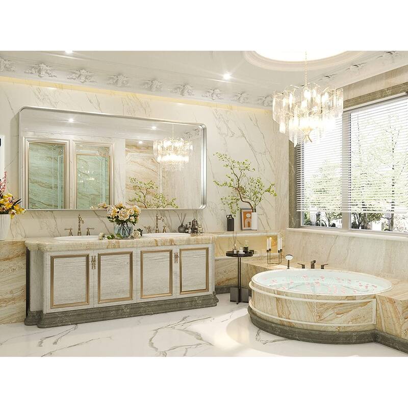 TETOTE Modern Metal Frame Wall Mounted Hanging Bathroom Vanity Mirror