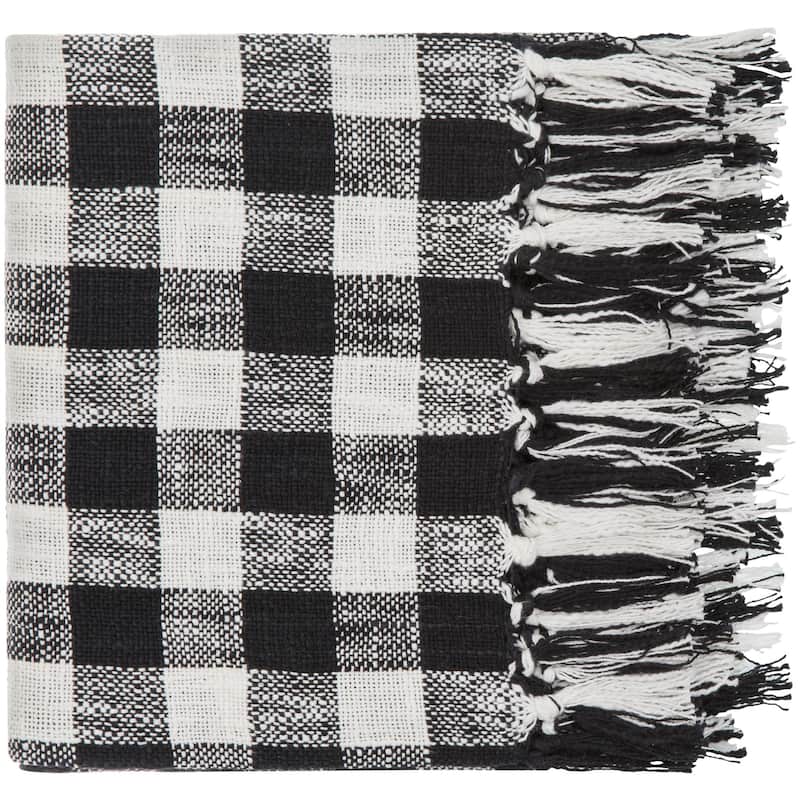 Artistic Weavers Farmhouse Plaid Throw Blanket 50"W x 60"L - 50"W x 60"L - Black/White