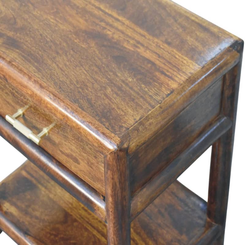 HomeRoots 20" Chestnut Solid Wood Square One Drawer Nightstand