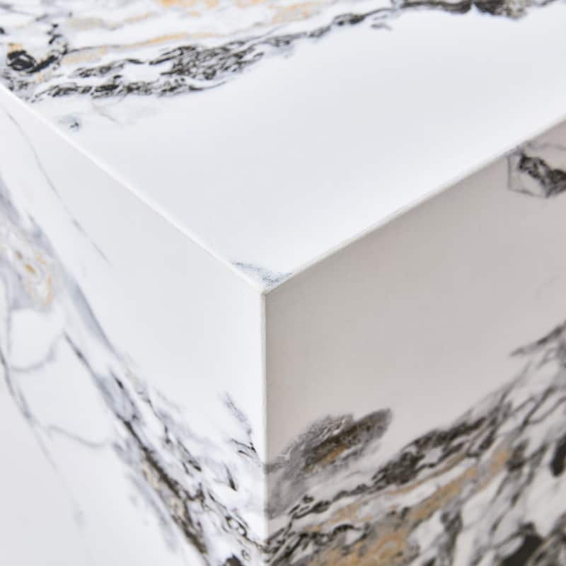 GDFStudio Elion Wood Coffee Table with Marble Texture