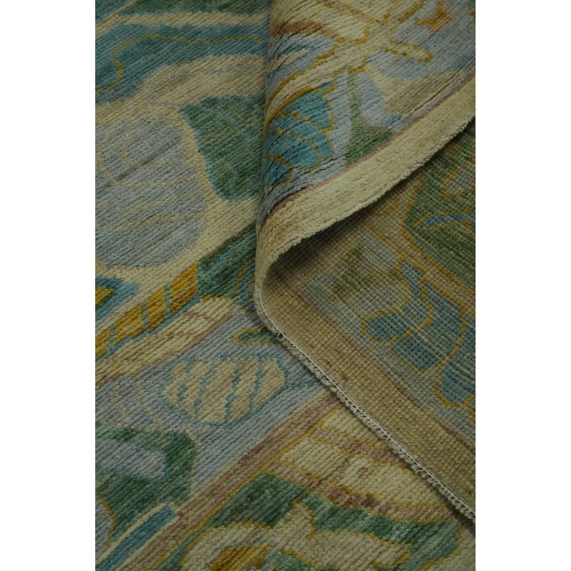 Vegetable Dye Wool Oushak Turkish Large Rug, Geometric Carpet - 14' 1'' X 10' 3''