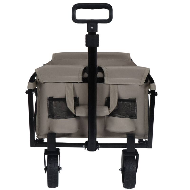 Expandable Dual-Layer Utility Wagon - 225lb Capacity with 100% Extra Space, Beige