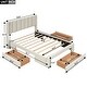 preview thumbnail 5 of 6, Full Size Upholstered Platform Bed with One Large Drawer in the Footboard and Drawer on Each Side