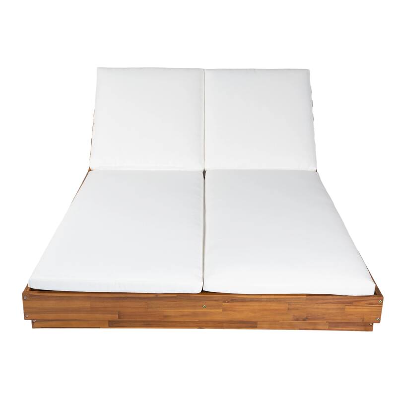 Christopher Knight Home - Modern Acacia Wood Outdoor Patio Sunlounge Set with Adjustable Backrests & Side Table