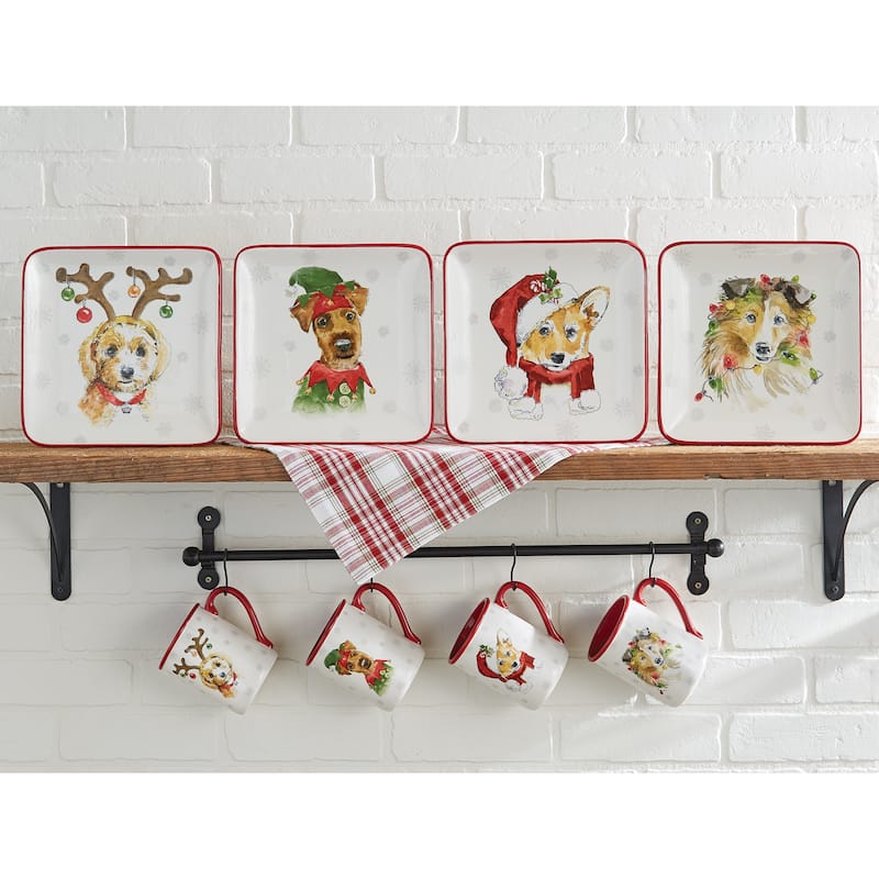Park Designs Holiday Paws Salad Plate Set of 4 - 1"H X 8.5"SQ