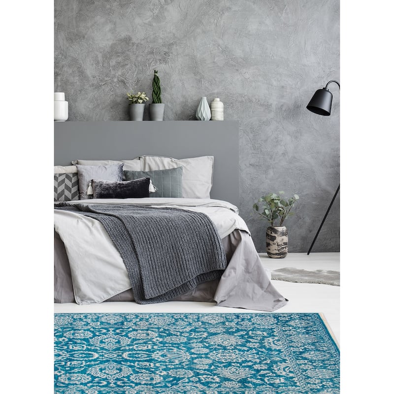ECARPETGALLERY Hand-knotted Heritage Turquoise Silk, Wool Rug - 6' x 9' 6"