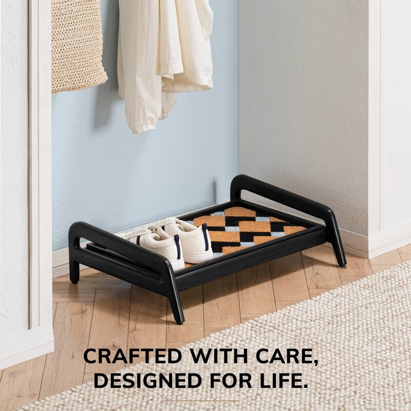 Jani Single-Tier Black Stand 2-Pair Rubber Boot Tray