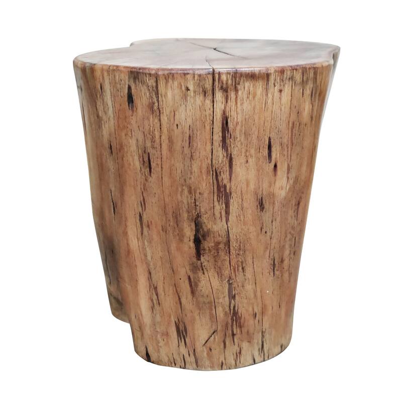 11 in. Natural Brown Round Wood End Table, Sturdy Build End Side Table for Living Rooms