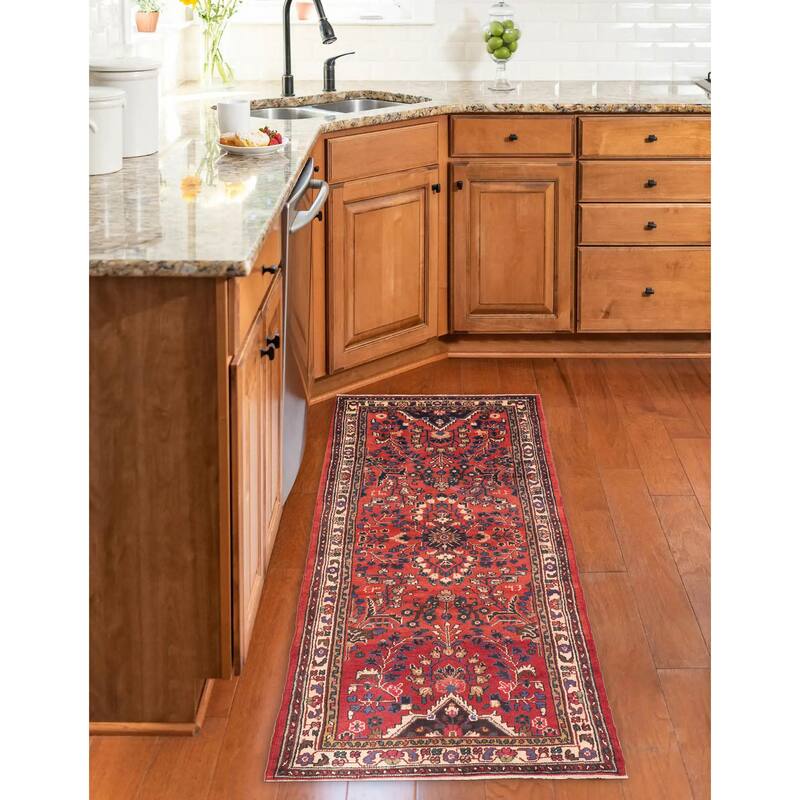 ECARPETGALLERY Hand-knotted Andelz Red Wool Rug - 3'5 x 9'6