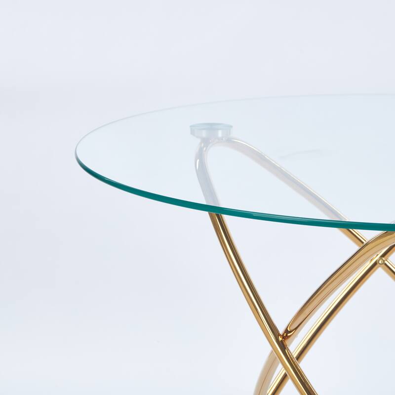 Dining Table With Chrome Metal Leg And Tempered Glass,Kitchen Table For Living Room,Metal Legs