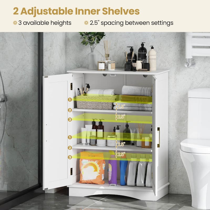 Costway Floor Storage Cabinet Modern Storage Organizer with Adjustable - See Details