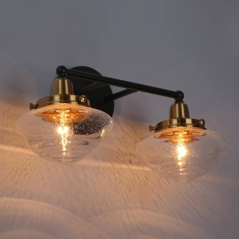 1/2/4-Light Modern Black Gold Bathroom Vanity Light Schoolhouse Glass Wall Sconce