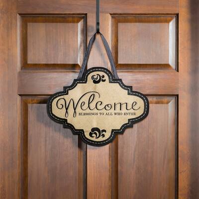 Welcome Burlap Door Decor
