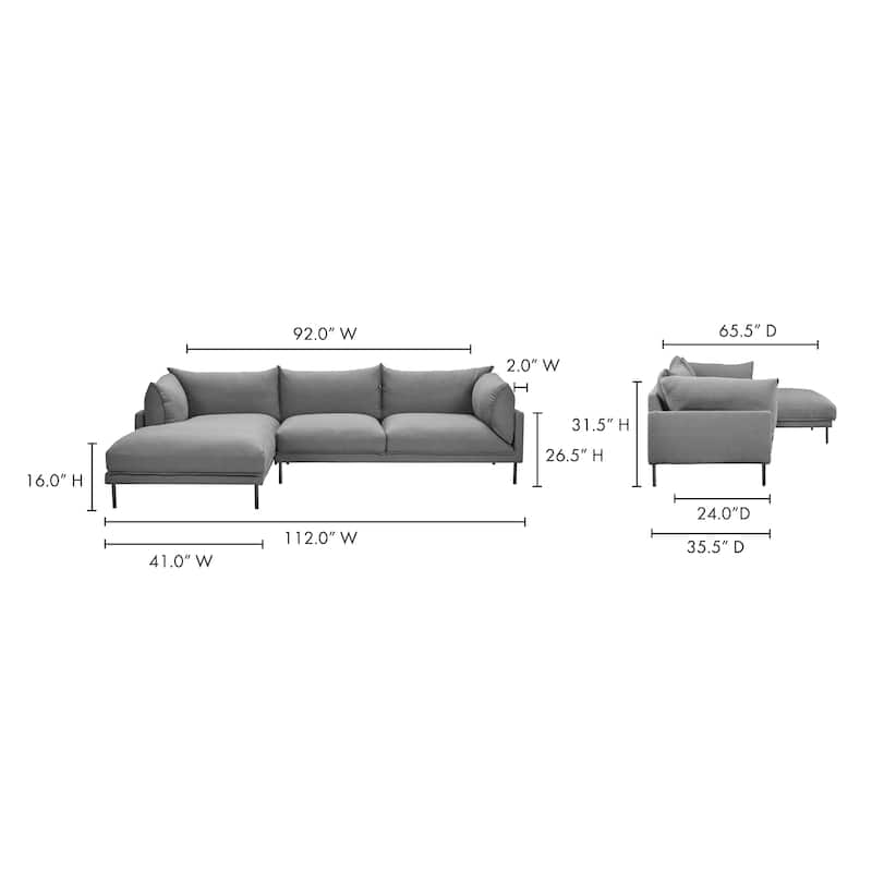 Aurelle Home Modern Deep Seat Chaise Sectional